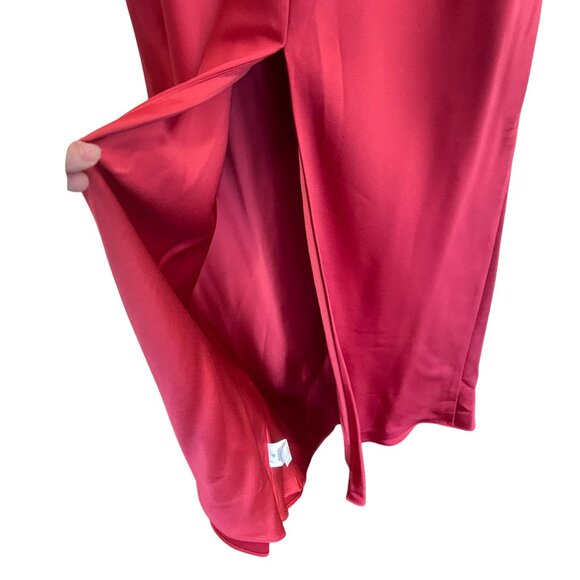 Ramy Brook $645 Tatiana Red Satin Halter Maxi Dress Bow Backless Gown Sz 6 NEW - Picture 8 of 10